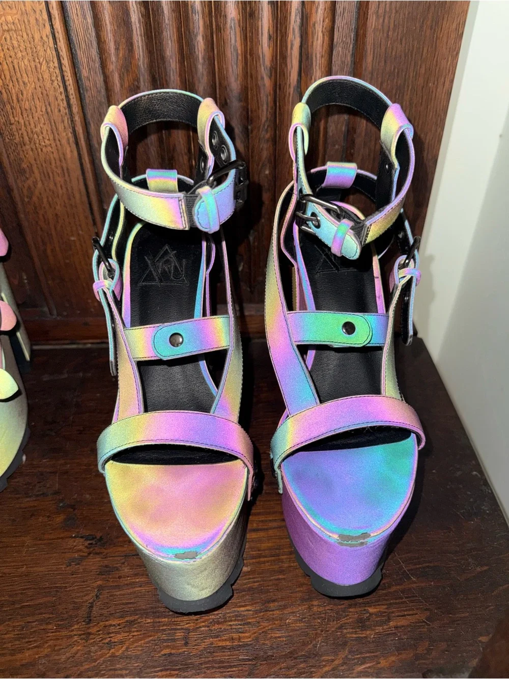 YRU Dolls Kill *DISCONTINUED* Nightcall Platform Strappy Heels Size 7